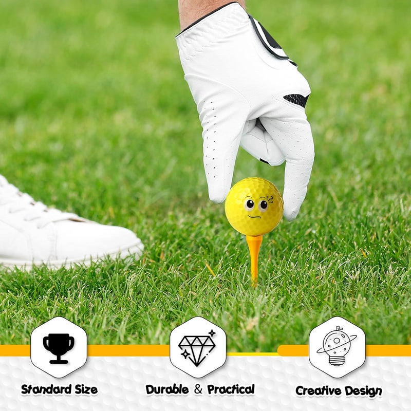 MiniInflat 19 Pcs Funny Golf Balls Set for Kids Adults Includes 12 Emoticon Practice Balls 6 Tees and Gift Box Novelty Golf Accessories for Men Women Birthday - Image 2